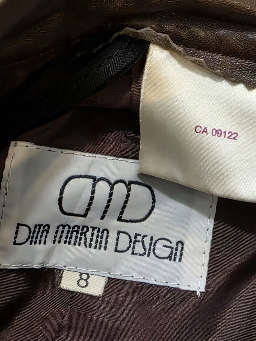 Vintage 80's Dita Martin Design Leather Jacket Sz 10 & Skirt Sz 8 Set Brown - Picture 4 of 11